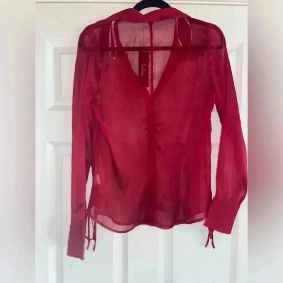 Lulu’s Sheer Button Down Women’s Large Shirt - Picture 3 of 4